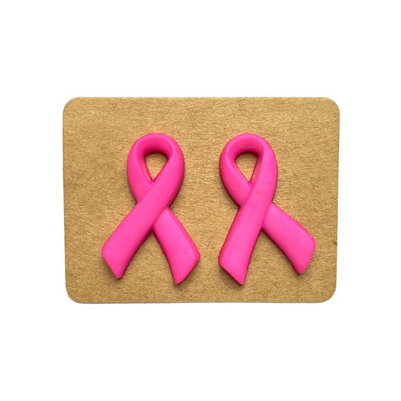 baubld Jewelry - Pink Ribbon Breast Cancer Awareness Stud Earrings